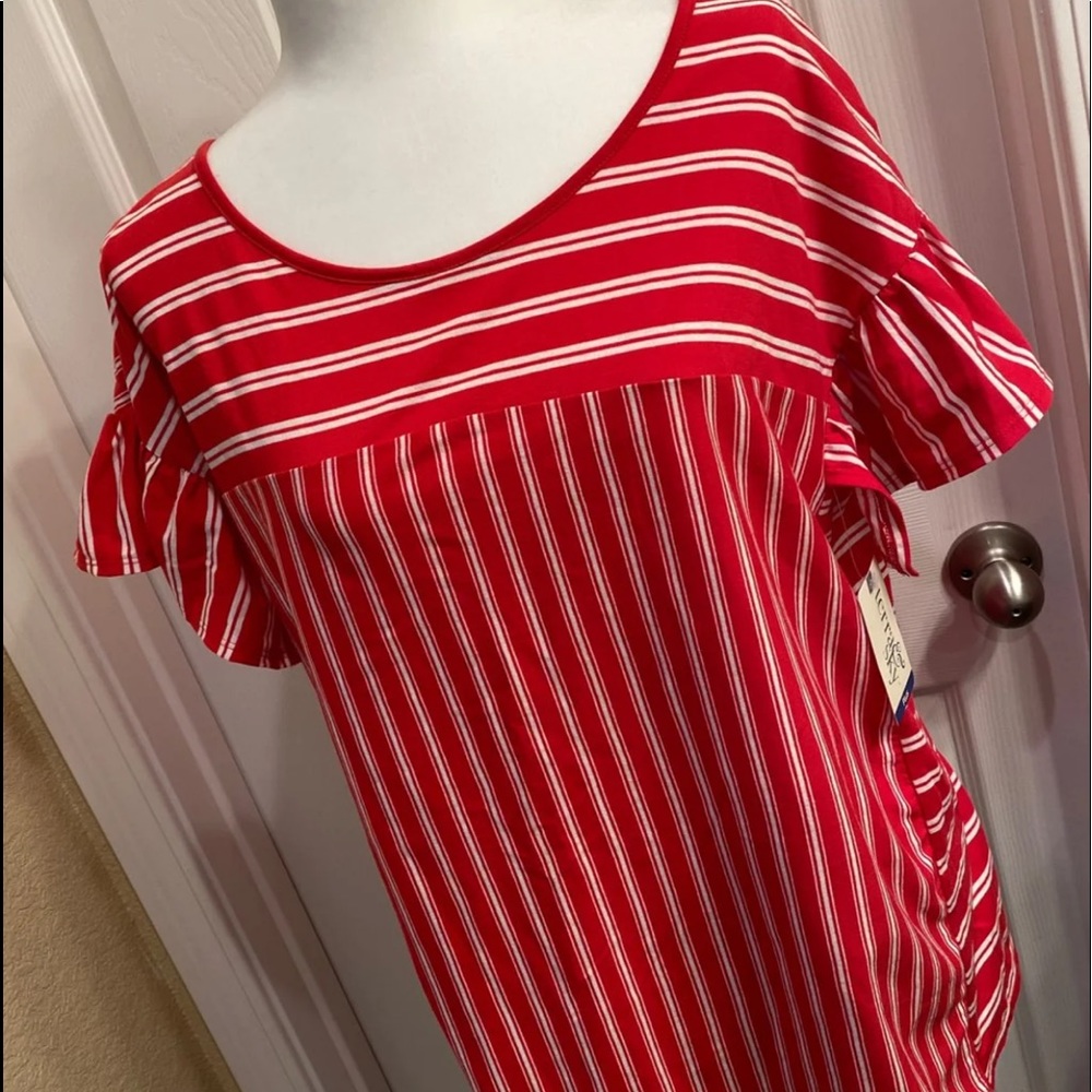 New Red Ruffle Sleeve Top - Picture 2 of 7